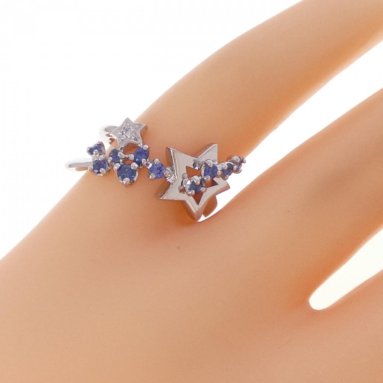 K18WG スター サファイヤ リング 0.24CT