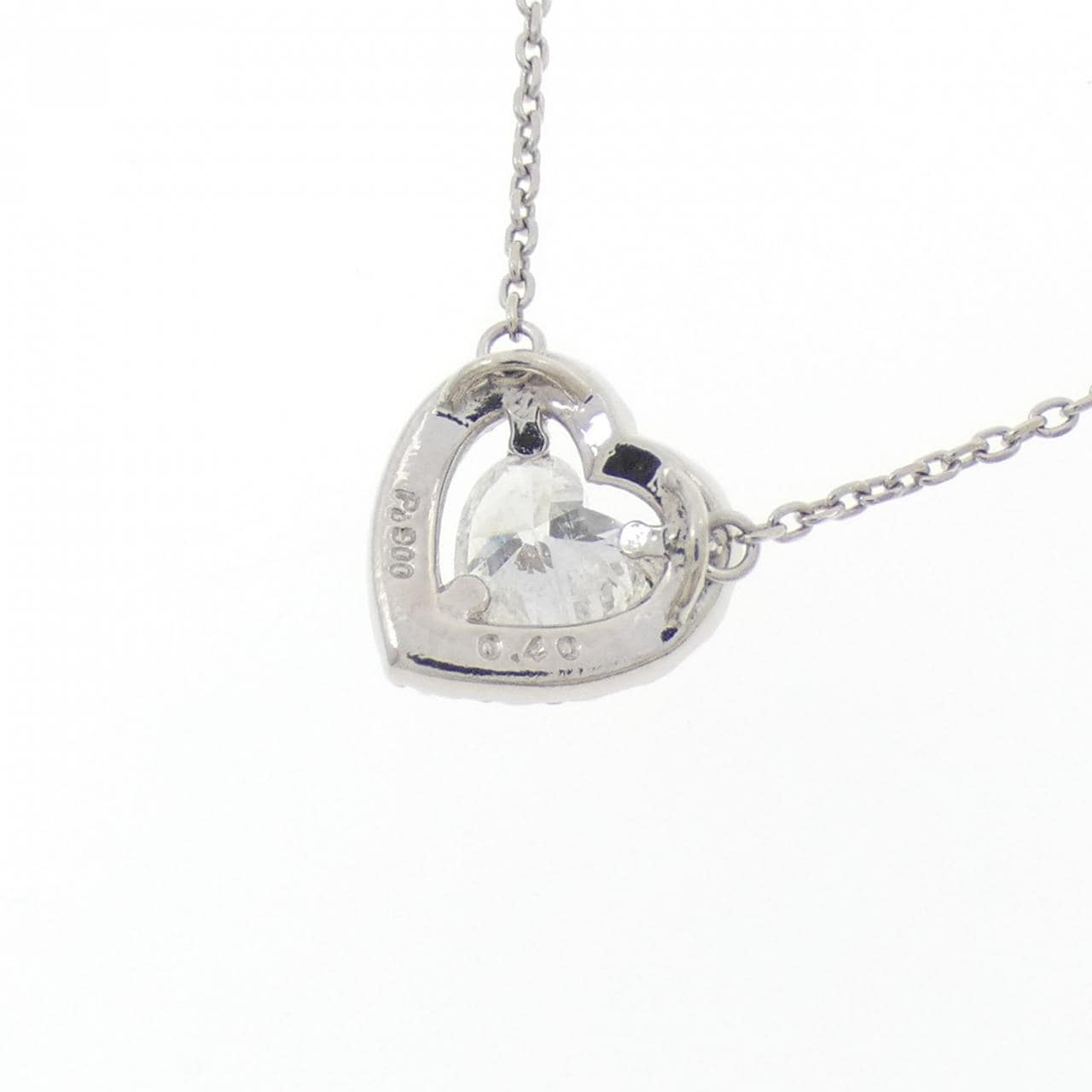 PT900/PT850 ハート ダイヤモンド ネックレス 0.40CT