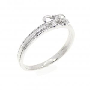 K18WG リボン ダイヤモンド リング 0.01CT