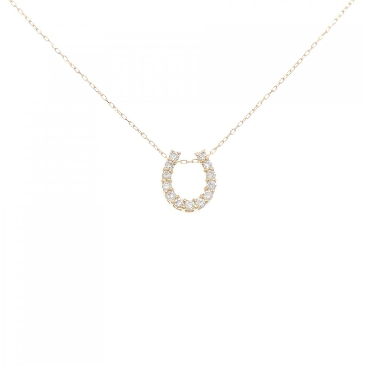 [新品] 18K 黃金馬蹄形鑽石項鍊 0.15CT