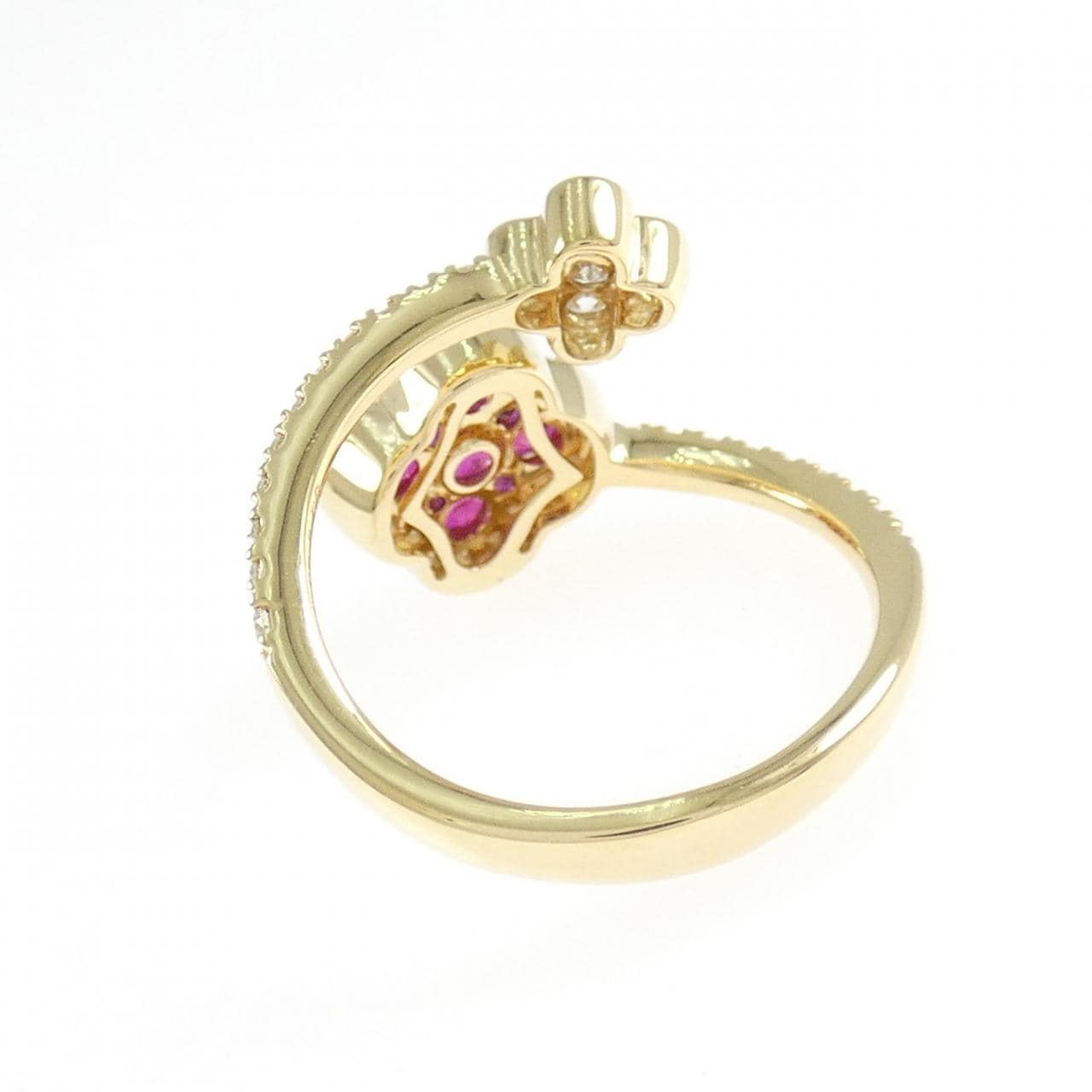 K18YG フラワー ルビー リング 0.58CT
