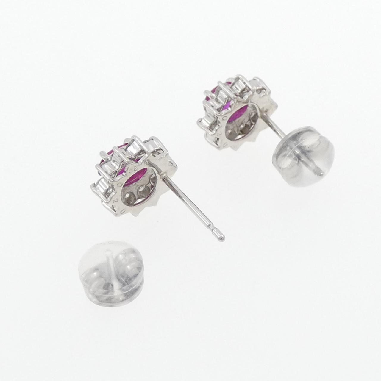 PT900红宝石耳钉0.40CT