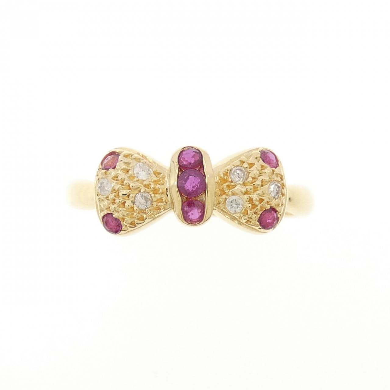 K18YG リボン ルビー リング