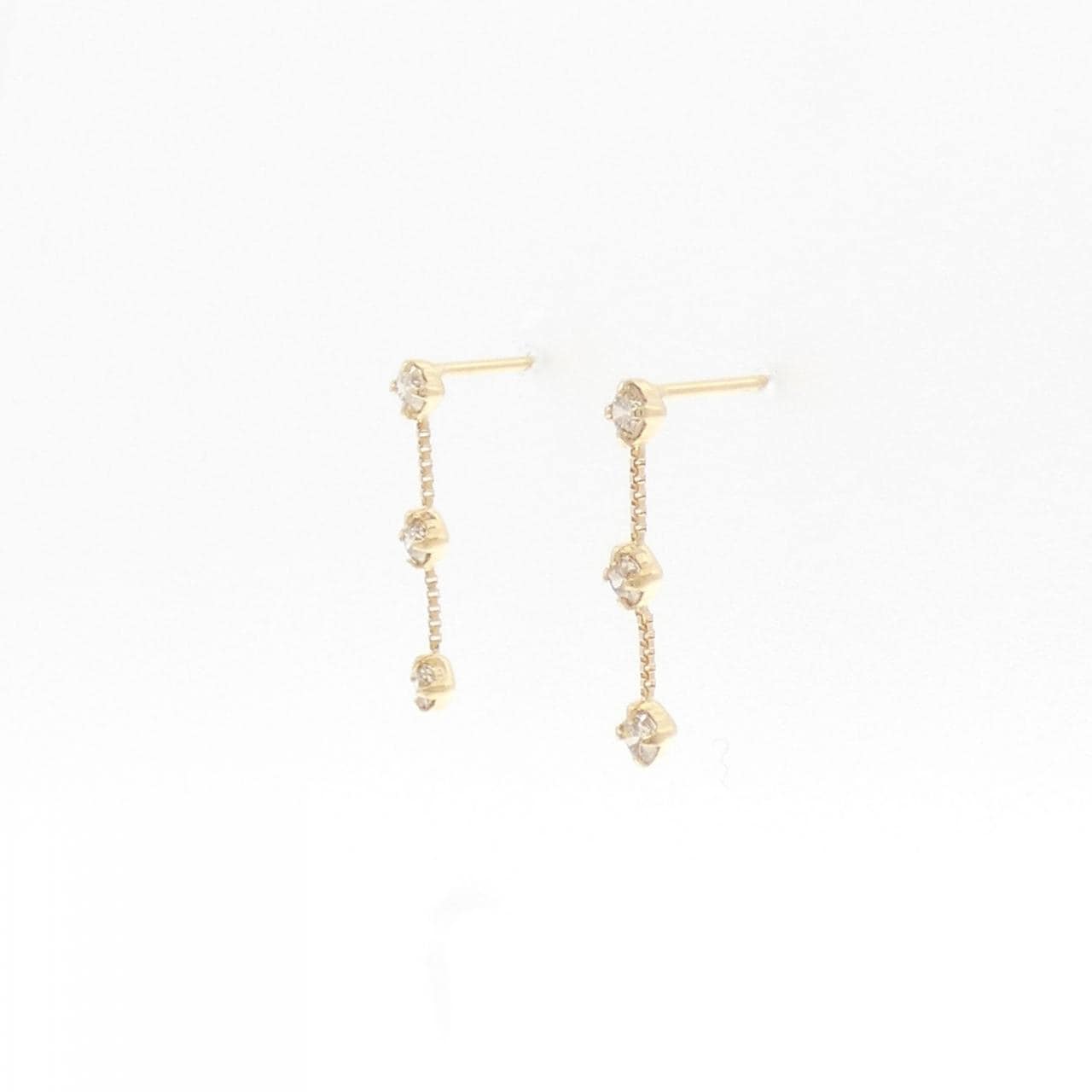 K18YG 三石钻石耳环 0.2 克拉