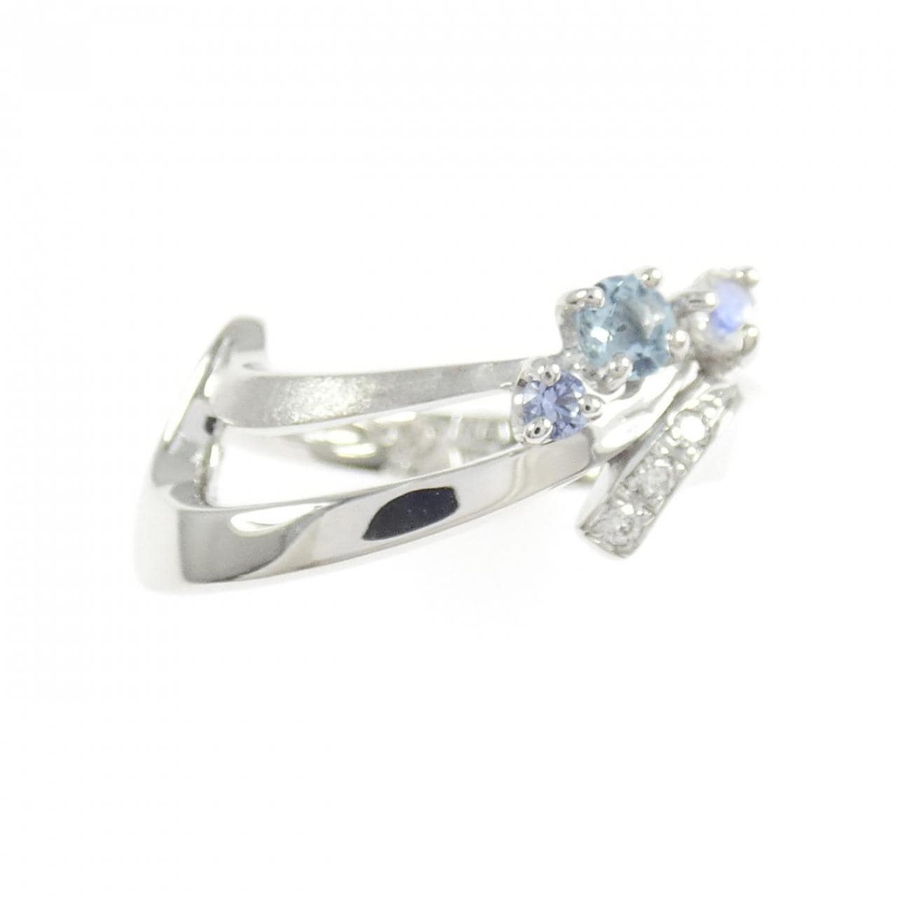 K18WG カラーストーン リング