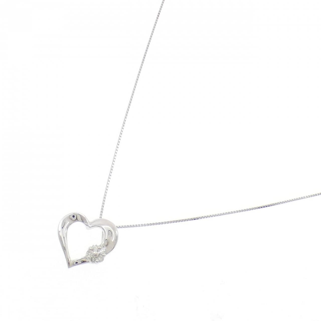 K14WG/K10WG ハート ダイヤモンド ネックレス
