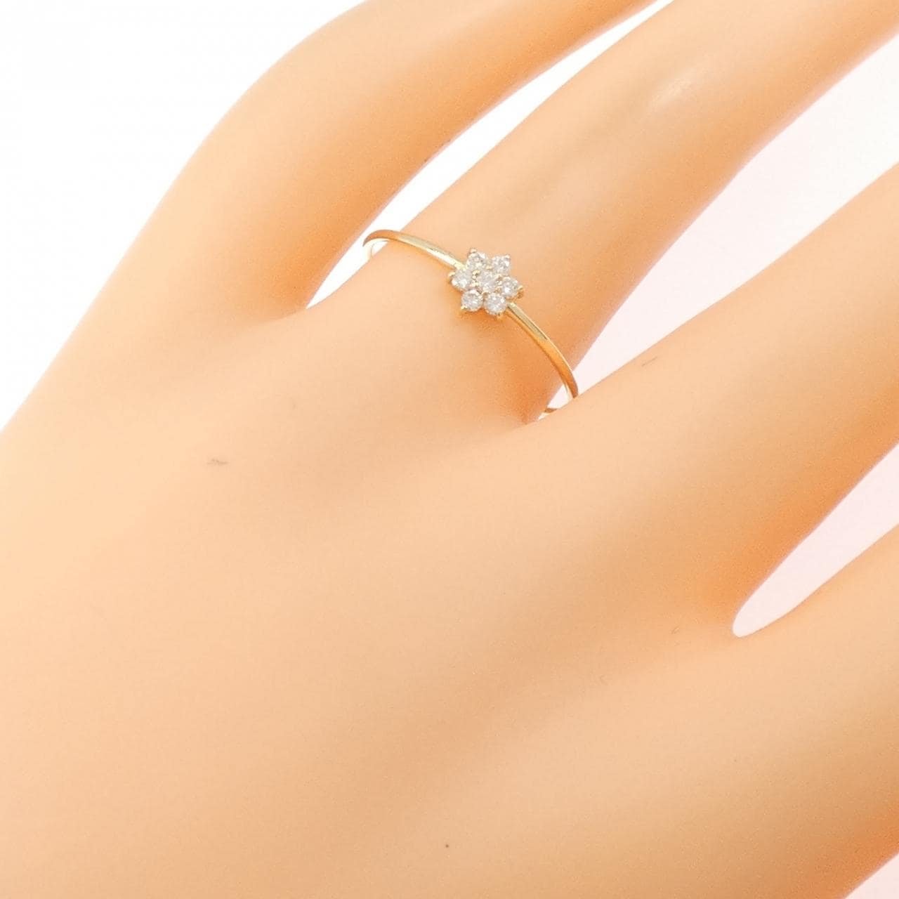 【リメイク】K18YG フラワー ダイヤモンド リング 0.10CT