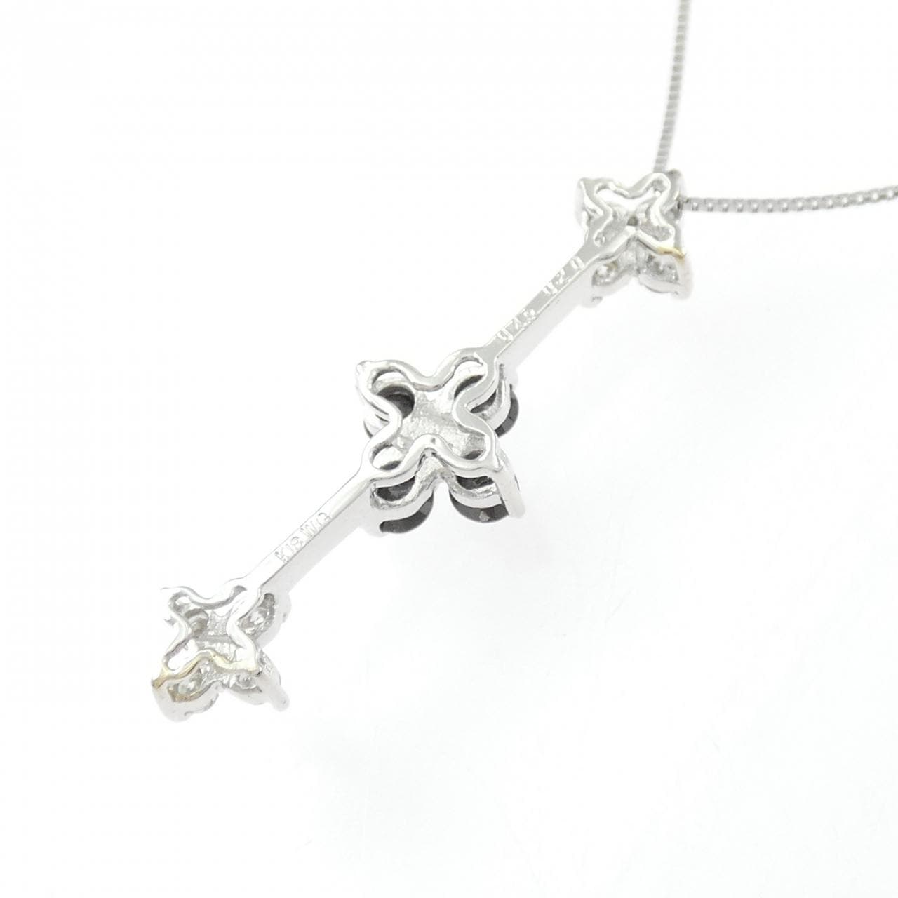 K18WG フラワー ダイヤモンド ネックレス 0.48CT