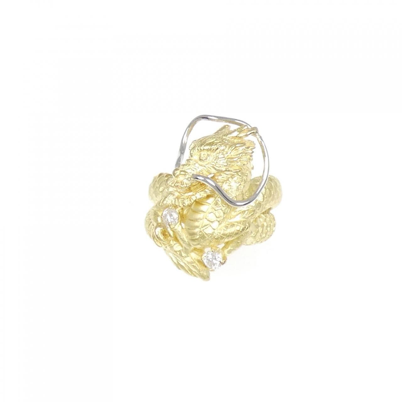 K18YG/PT 龍鑽石指 0.20CT