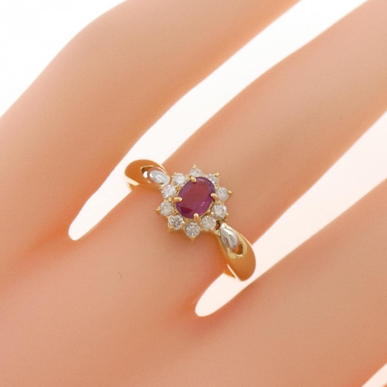 K18YG/PT900 ルビー リング