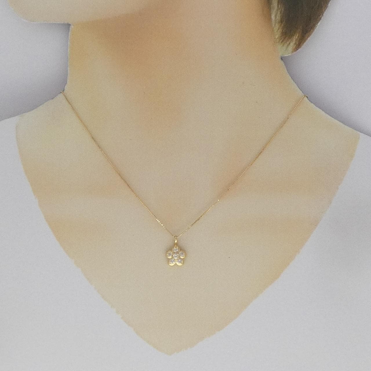 K18YG フラワー ダイヤモンド ネックレス 0.30CT