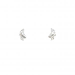 K14WG ムーン ダイヤモンド ピアス 0.06CT