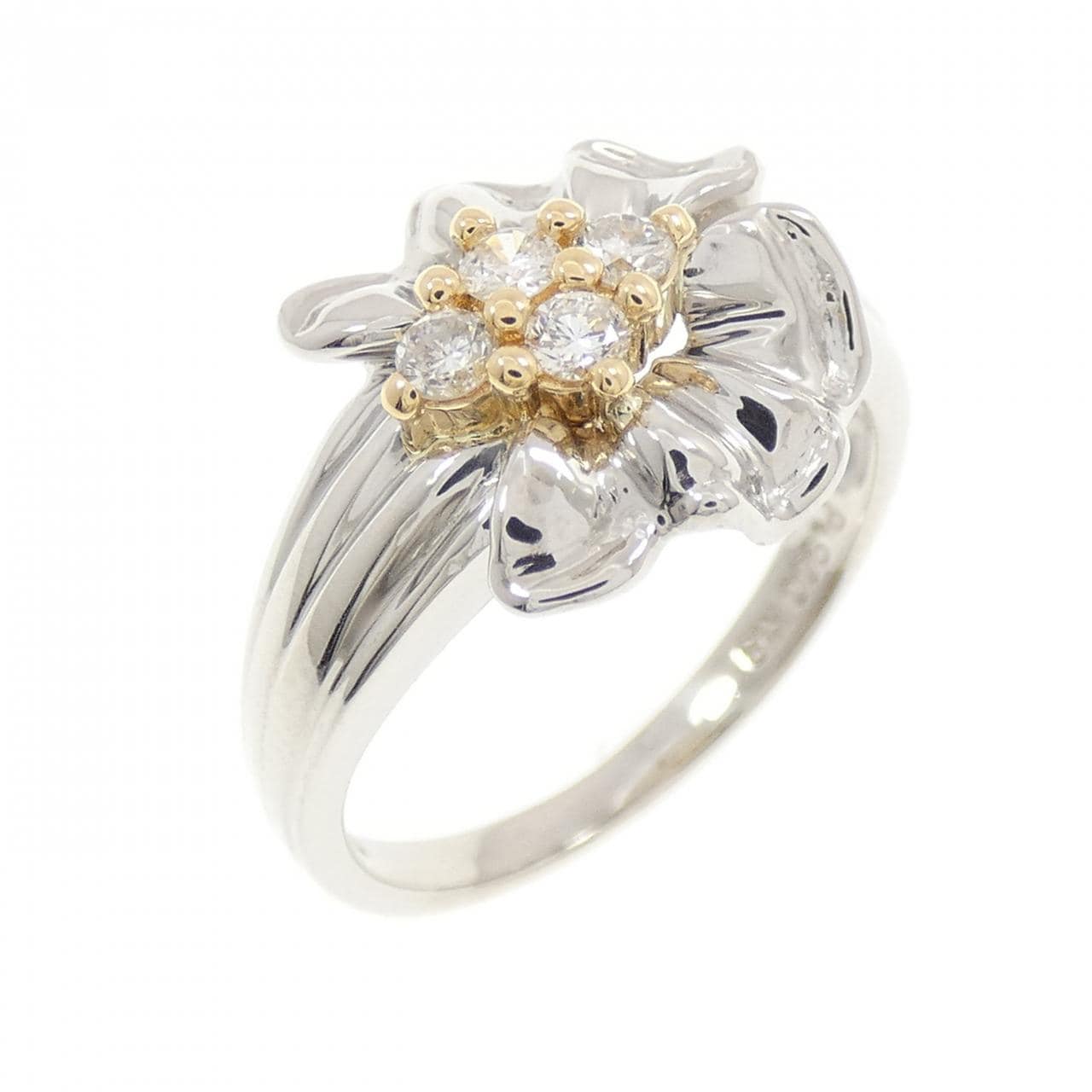 PT900/K18YG ダイヤモンド リング 0.18CT