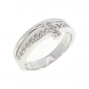K18WG クロス ダイヤモンド リング 0.15CT