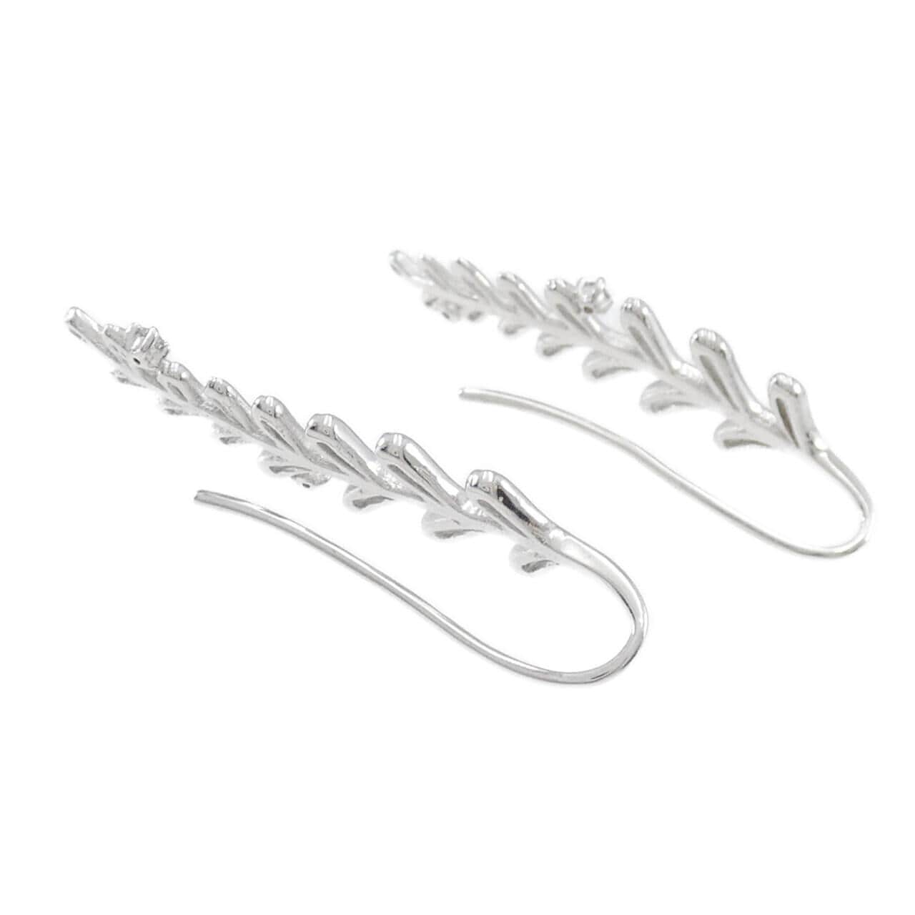 K18WG Leaf Diamond Earrings 0.04CT