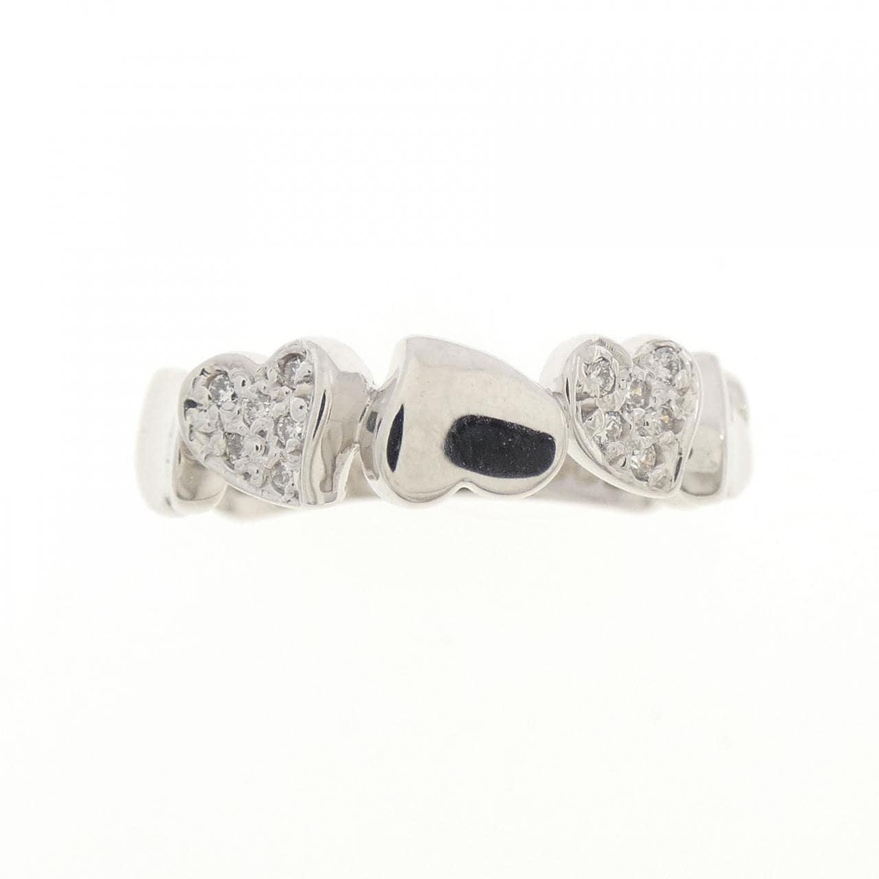 K18WG ハート ダイヤモンド リング 0.08CT