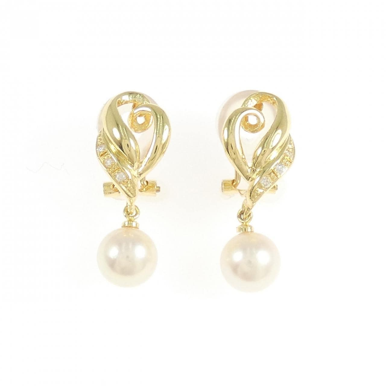 K18YG Akoya珍珠耳夹6.9 毫米