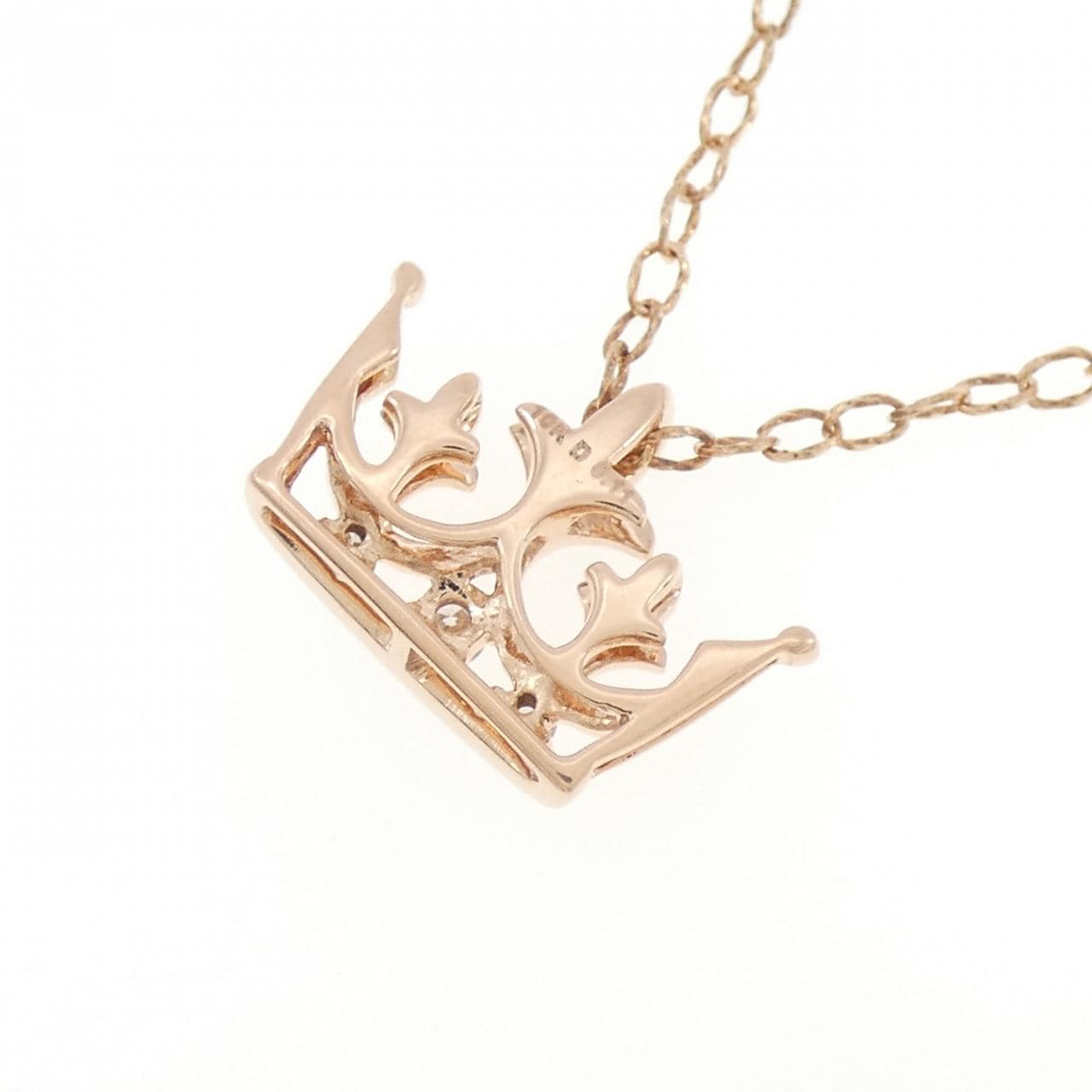 10KPG/K10PG クラウン ダイヤモンド ネックレス 0.11CT