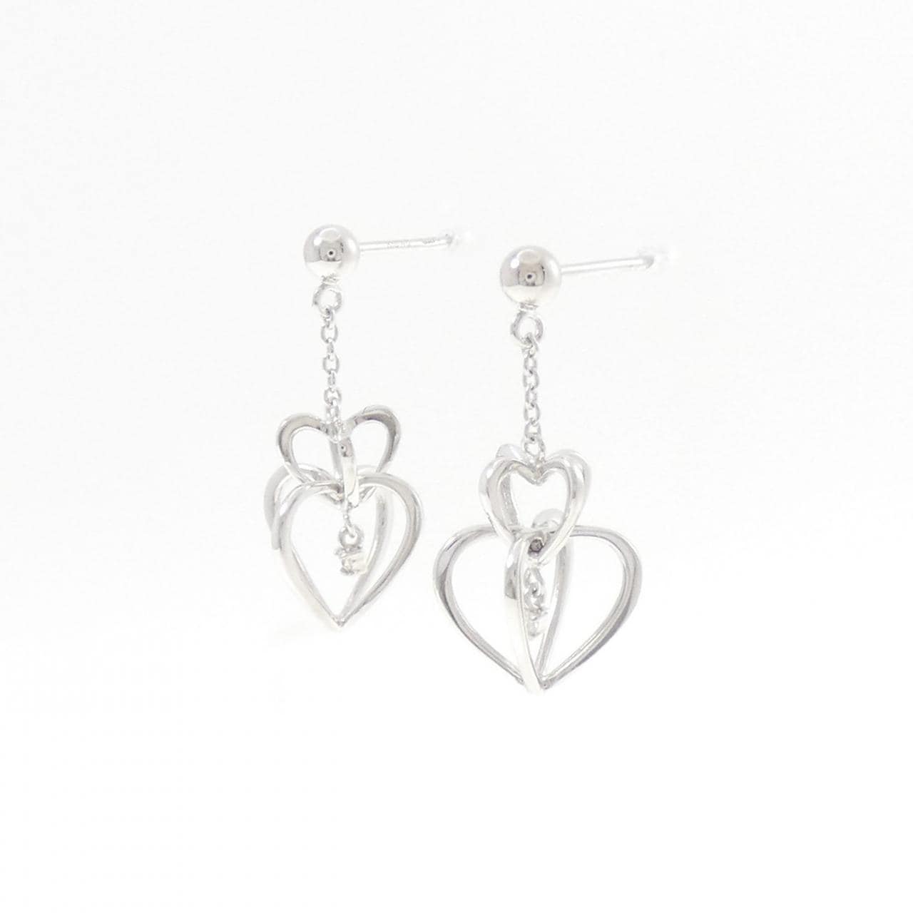 K18WG ハート ダイヤモンド ピアス 0.02CT