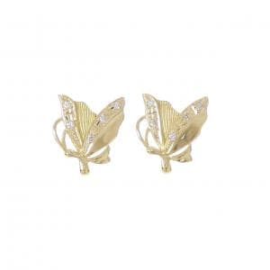 K18YG バタフライ ダイヤモンド ピアス 0.10CT