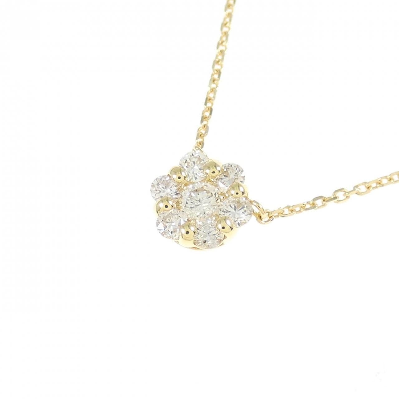 K18YG Flower Diamond Necklace 1CT