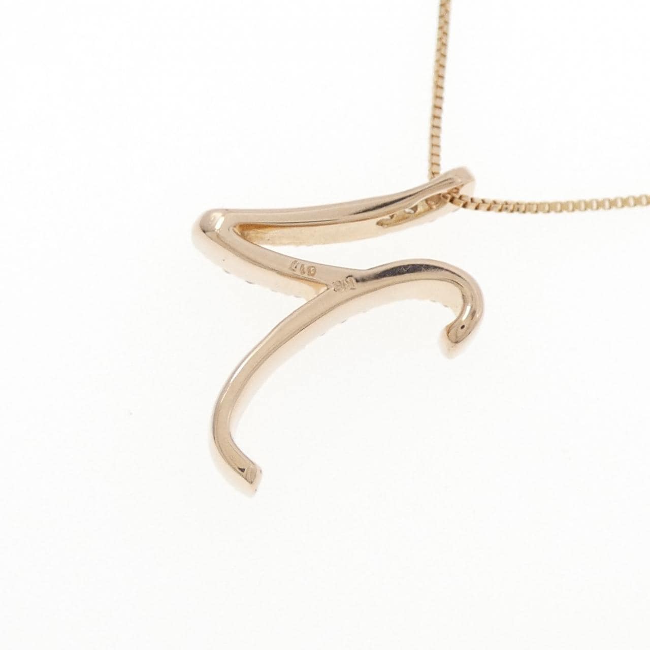 K18PG Initial N Diamond Necklace 0.17CT