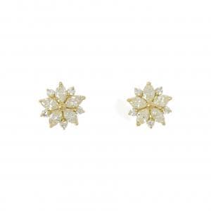 【新品】K18YG フラワー ダイヤモンド ピアス 0.50CT