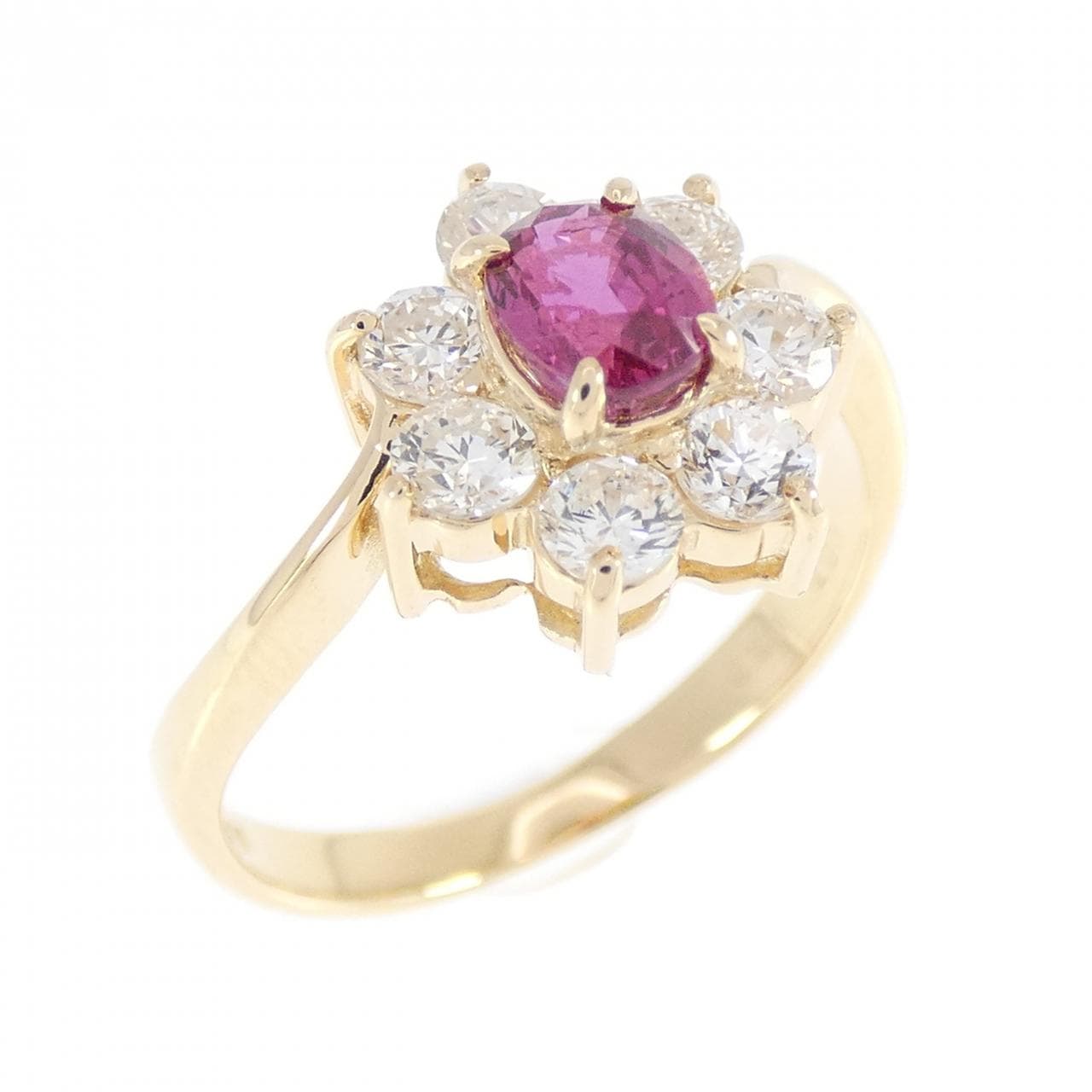 K18YG フラワー ルビー リング 0.52CT