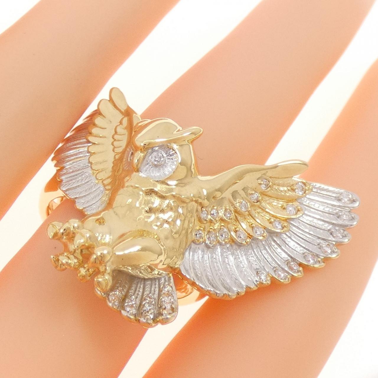 K18YG/K18WG Owl Diamond Ring 0.30CT
