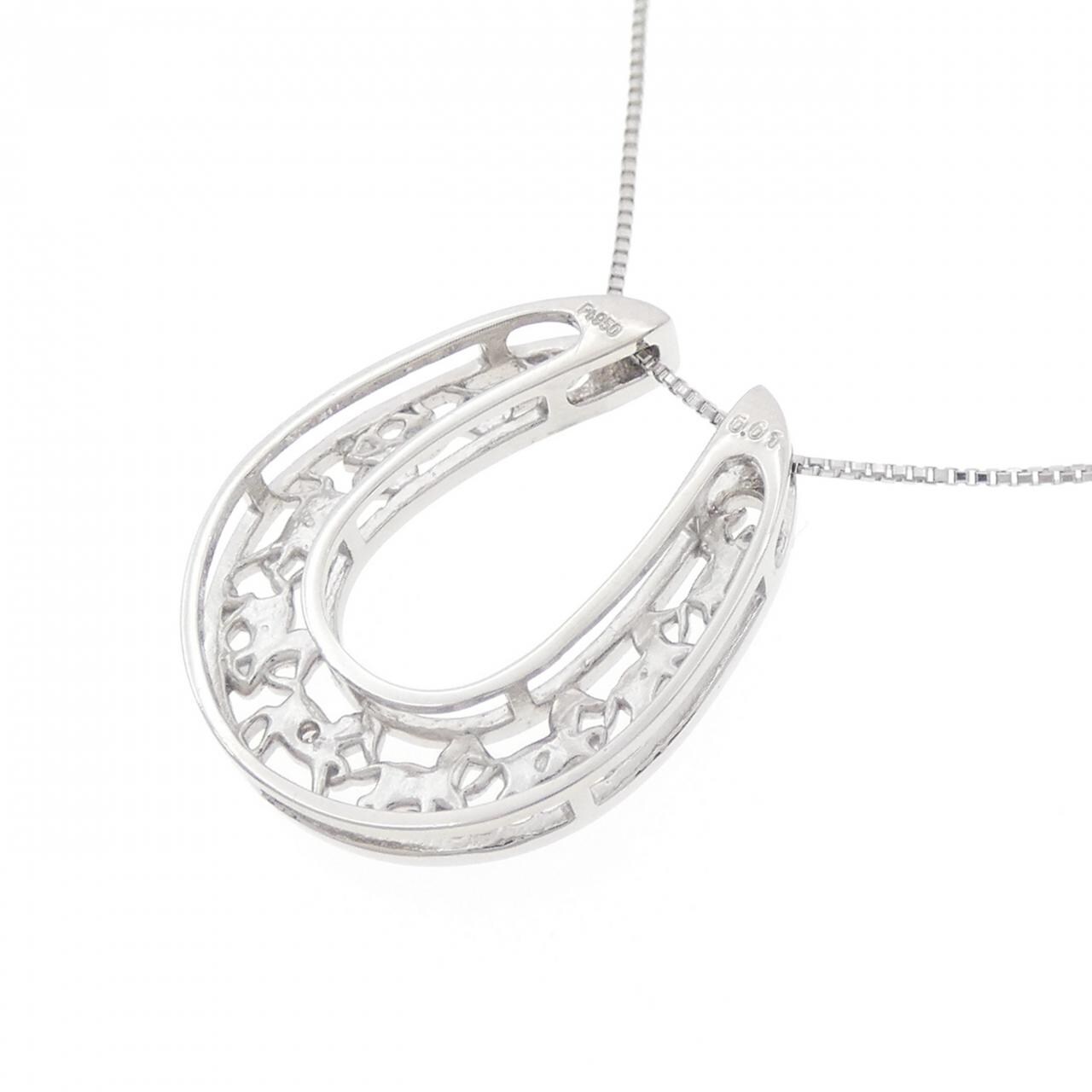 【新品】PT950/PT850 ホースシュー ダイヤモンド ネックレス 0.01CT