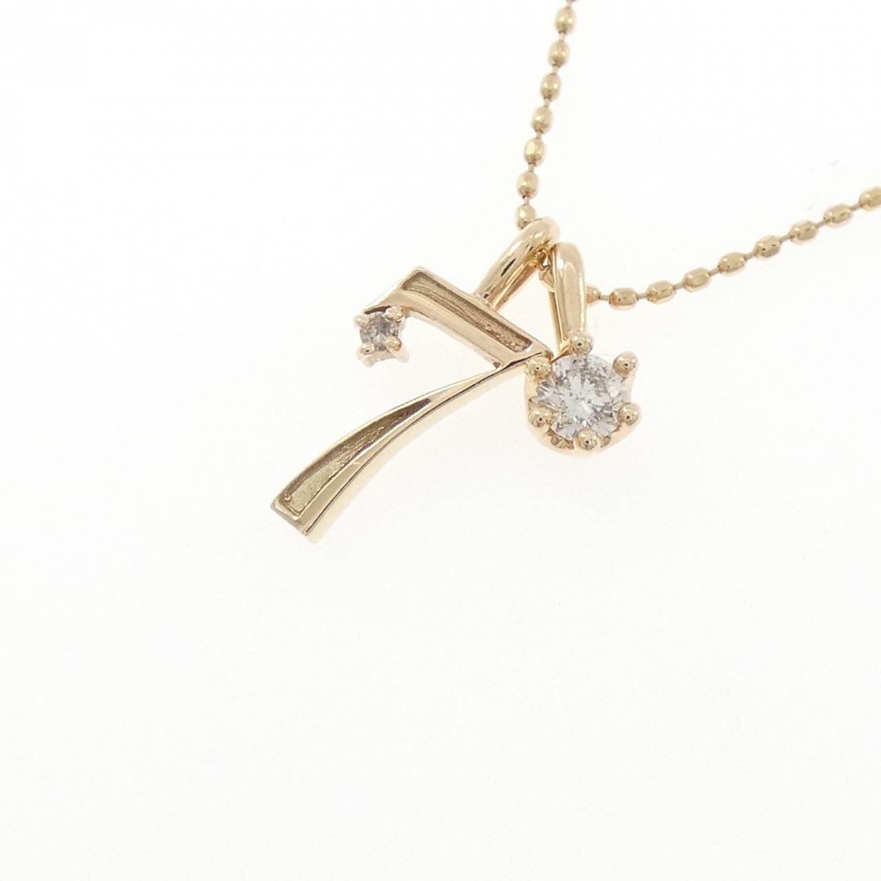 K10YG 2WAY ナンバー7 ダイヤモンド ネックレス 0.10CT