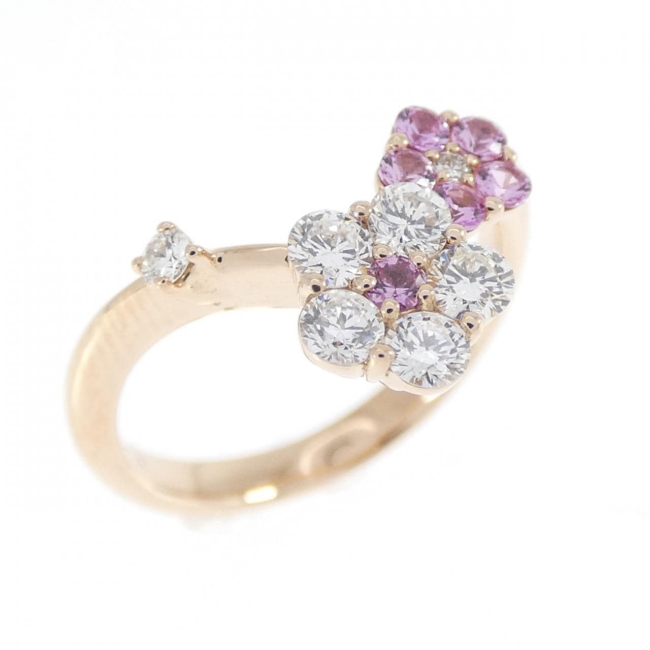 K18PG フラワー サファイヤ リング 0.11CT