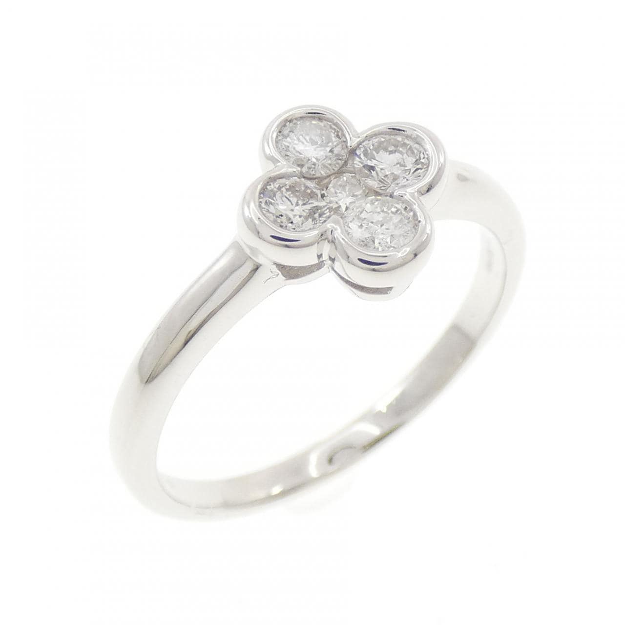 K18WG フラワー ダイヤモンド リング 0.33CT