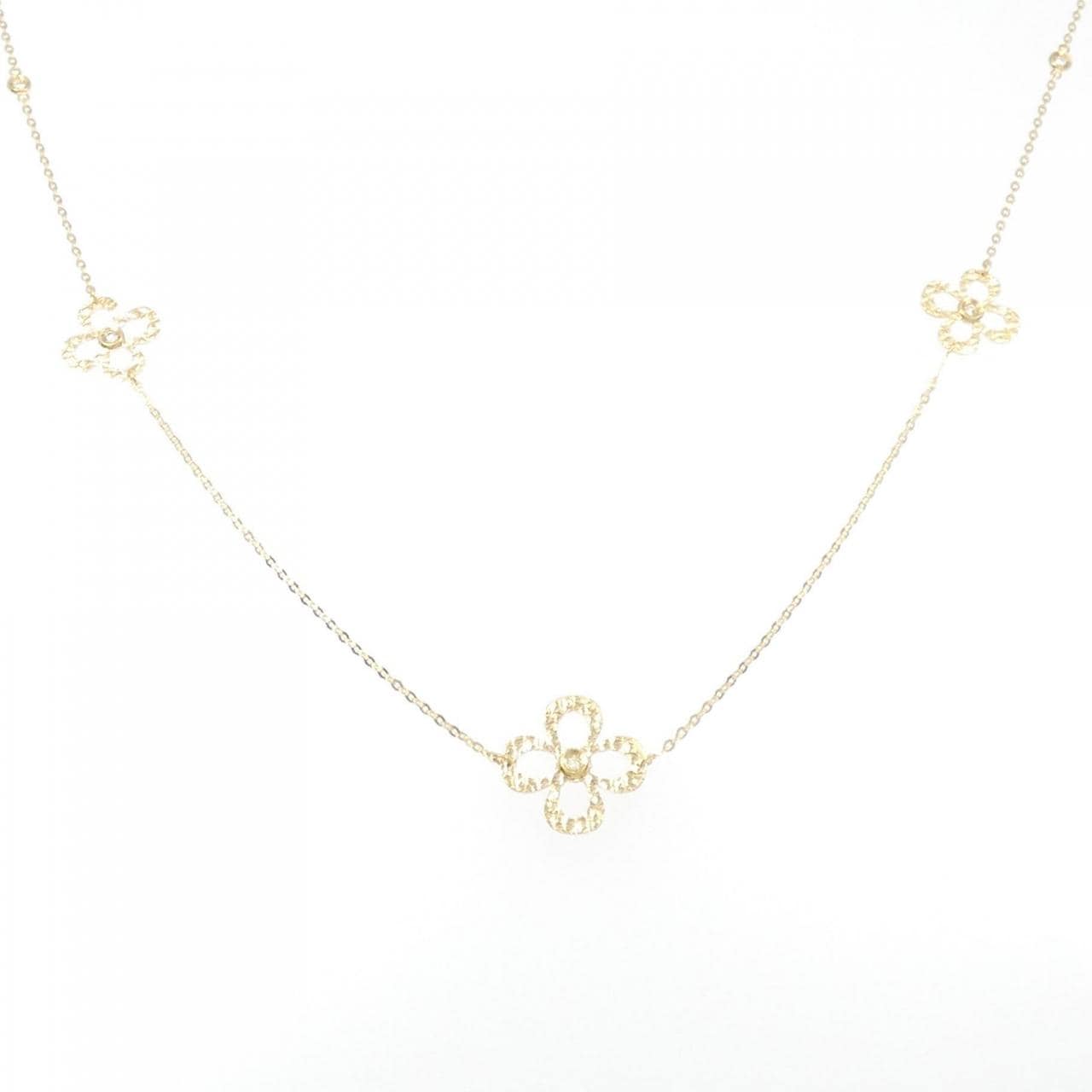 K18YG flower Diamond necklace 0.16CT