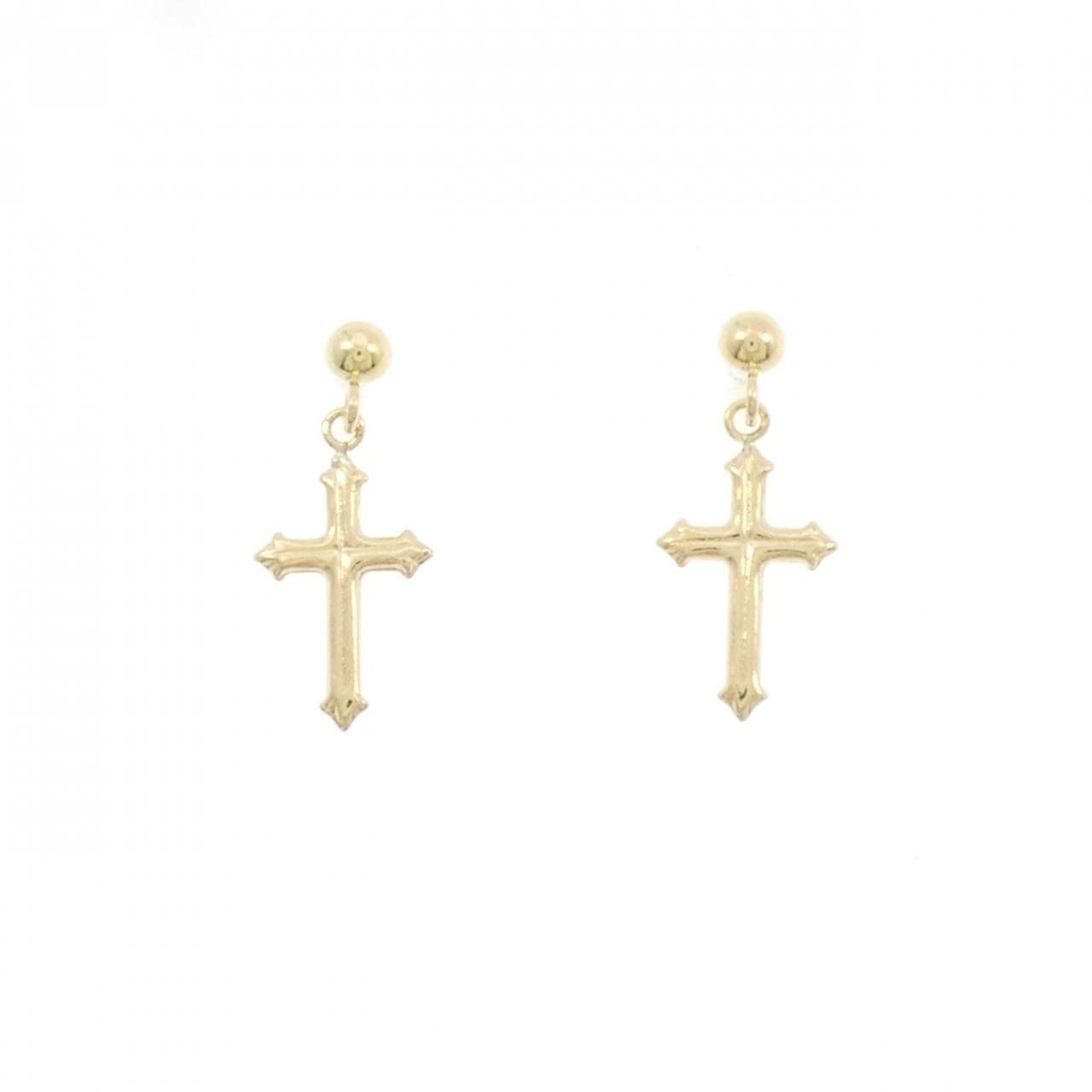 [BRAND NEW] K18YG cross earrings