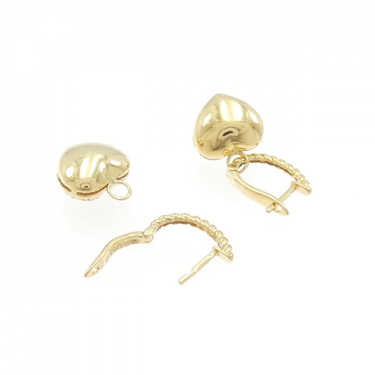 K18YG 2WAY ハート ダイヤモンド ピアス 0.50CT