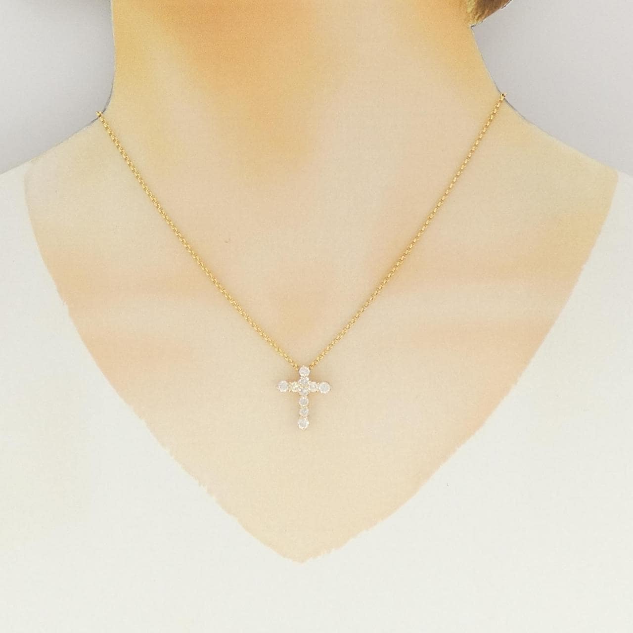 K18YG クロス ダイヤモンド ネックレス 1.00CT