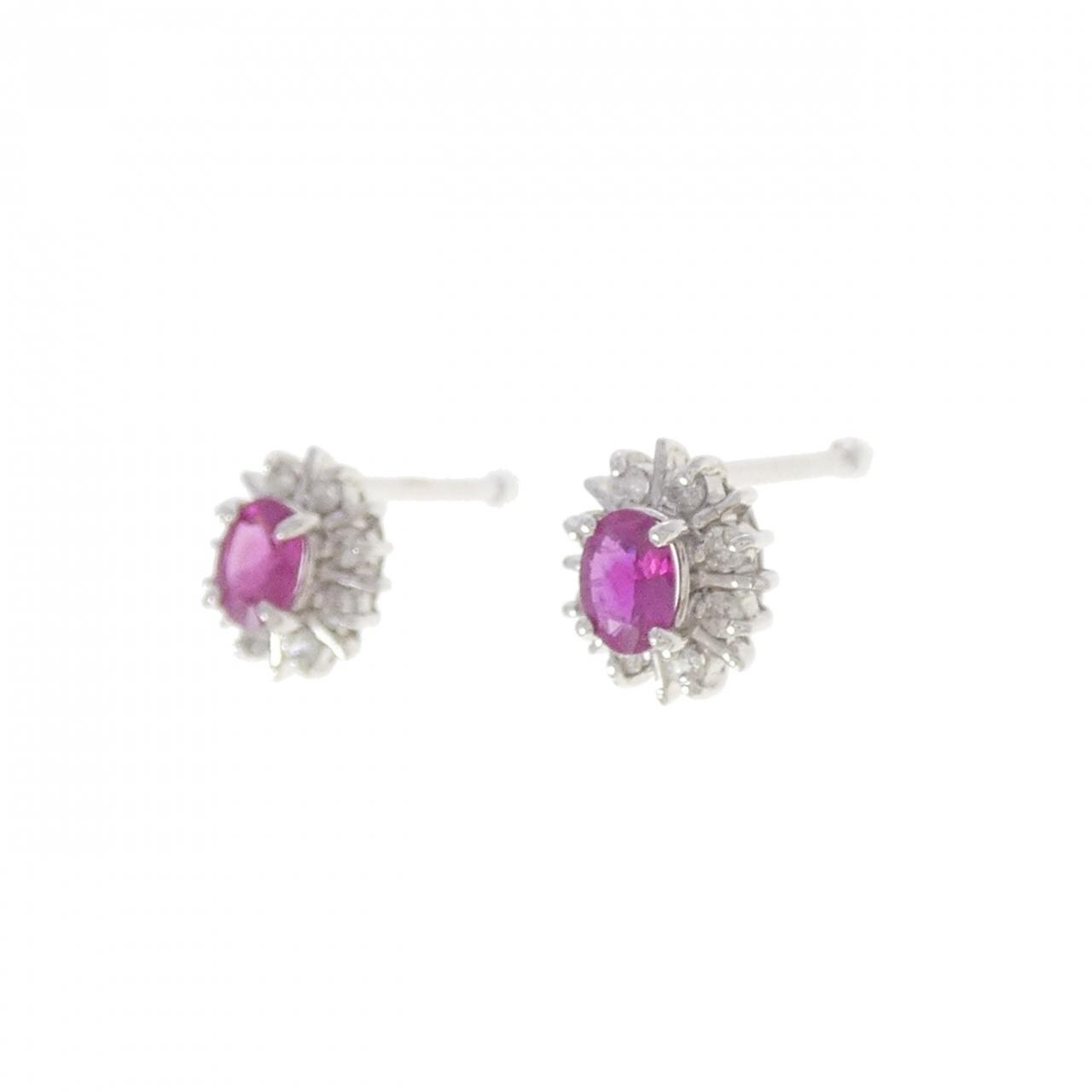 PT900 ルビー ピアス 0.50CT