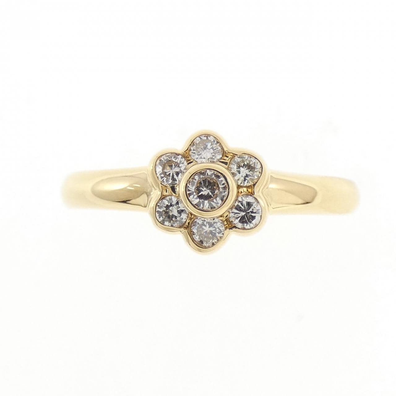 K18YG フラワー ダイヤモンド リング 0.15CT
