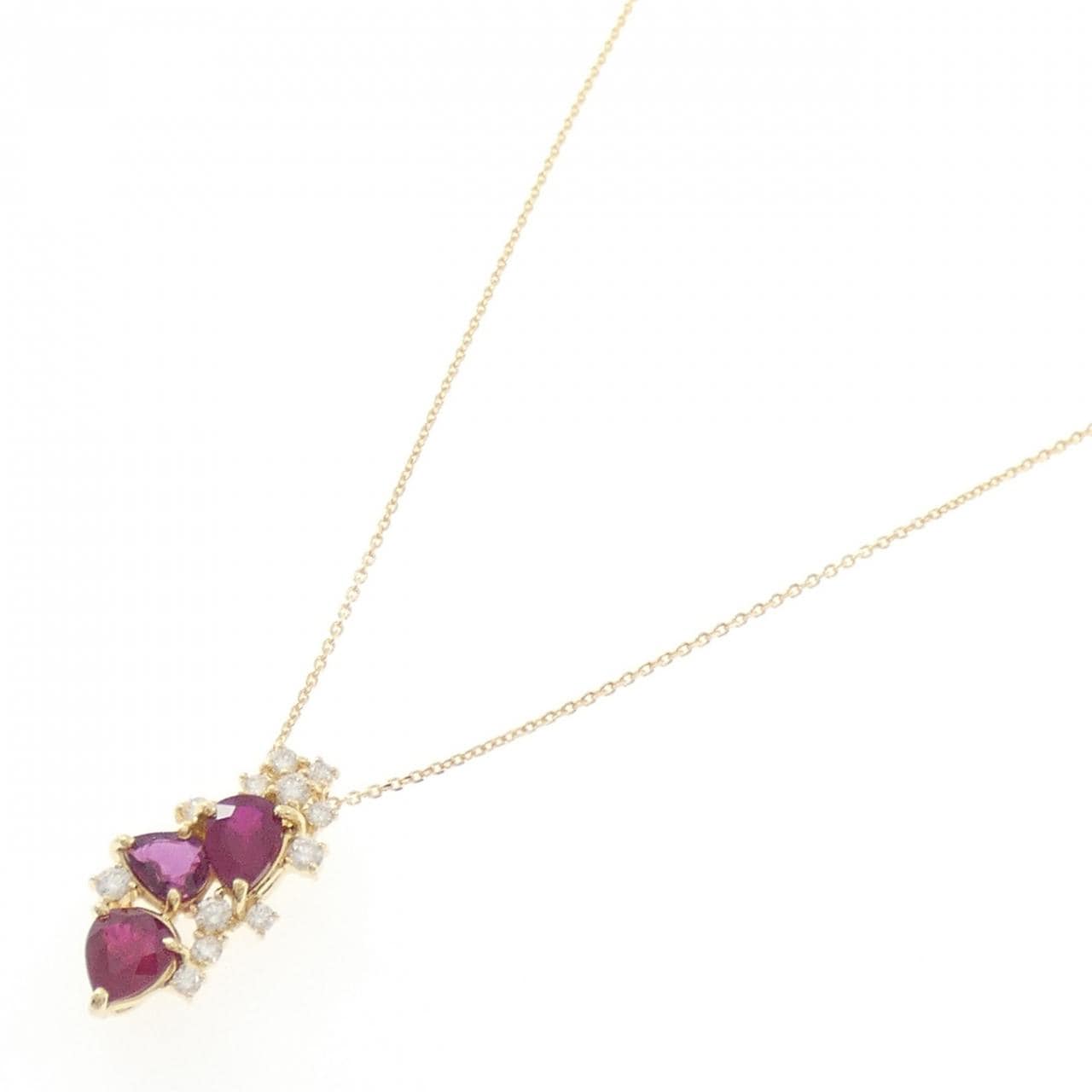 K18YG ルビー ネックレス 2.66CT