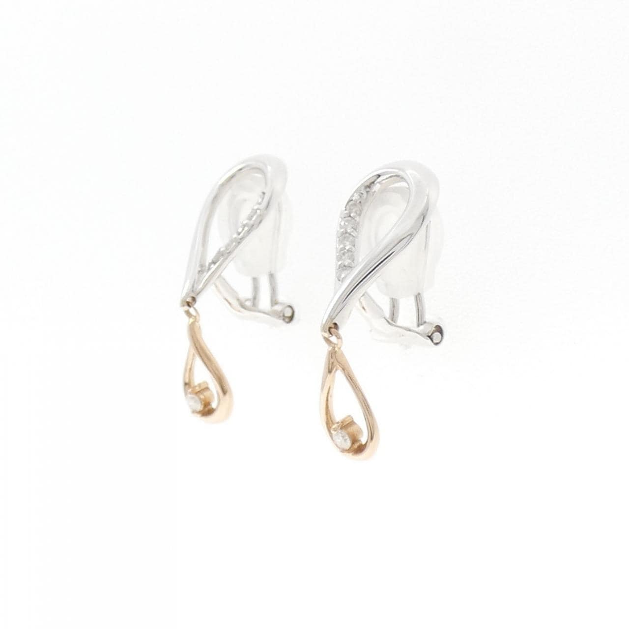 K14WG/K18PG ダイヤモンド イヤリング 0.14CT