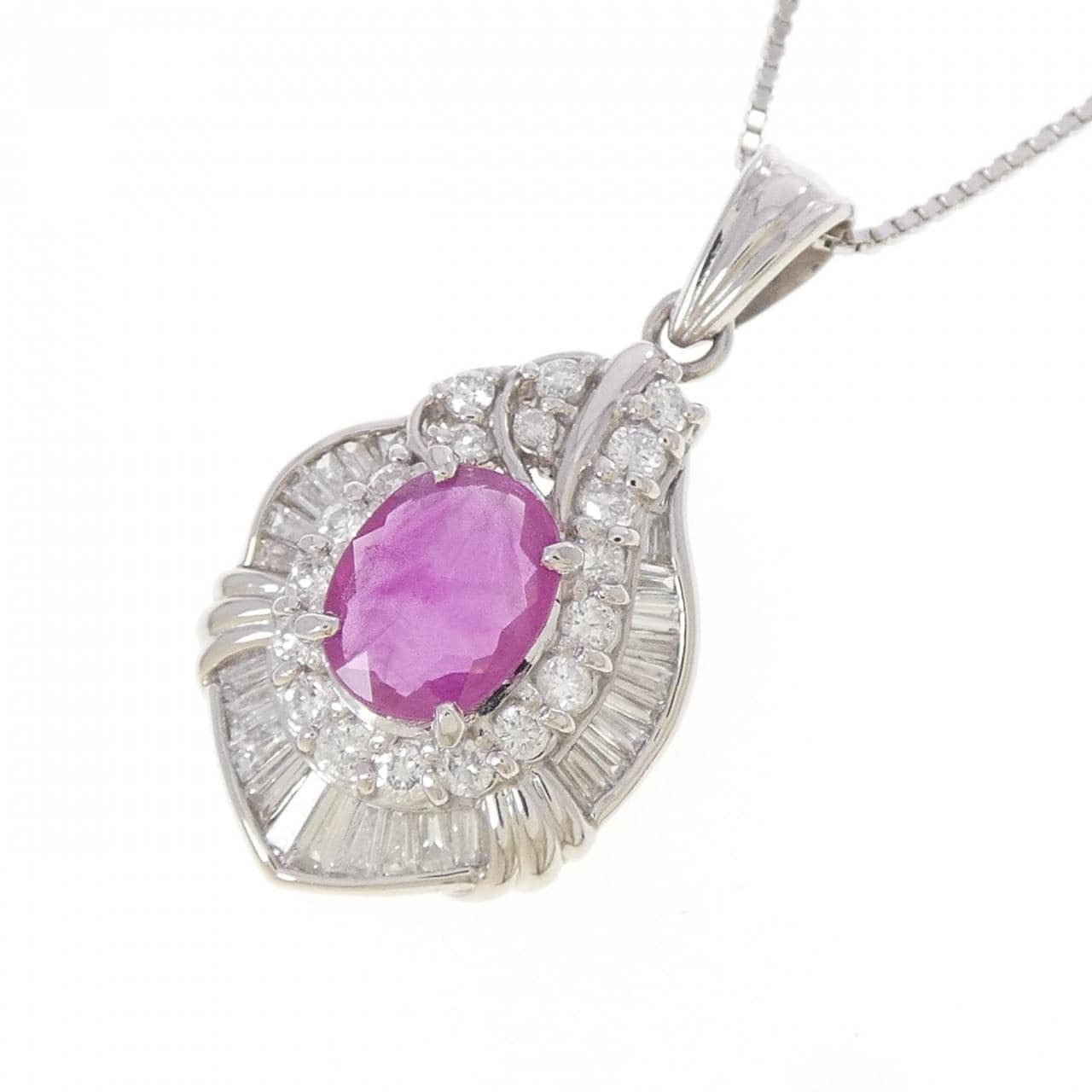 PT900/PT950 ルビー ネックレス 1.05CT