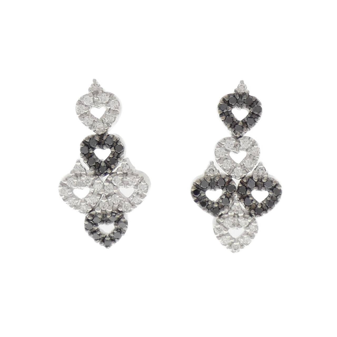 K18WG/K18BG ハート ダイヤモンド ピアス 0.356CT