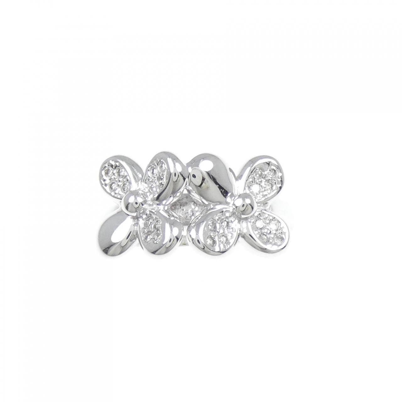 K18WG フラワー ダイヤモンド リング 0.13CT