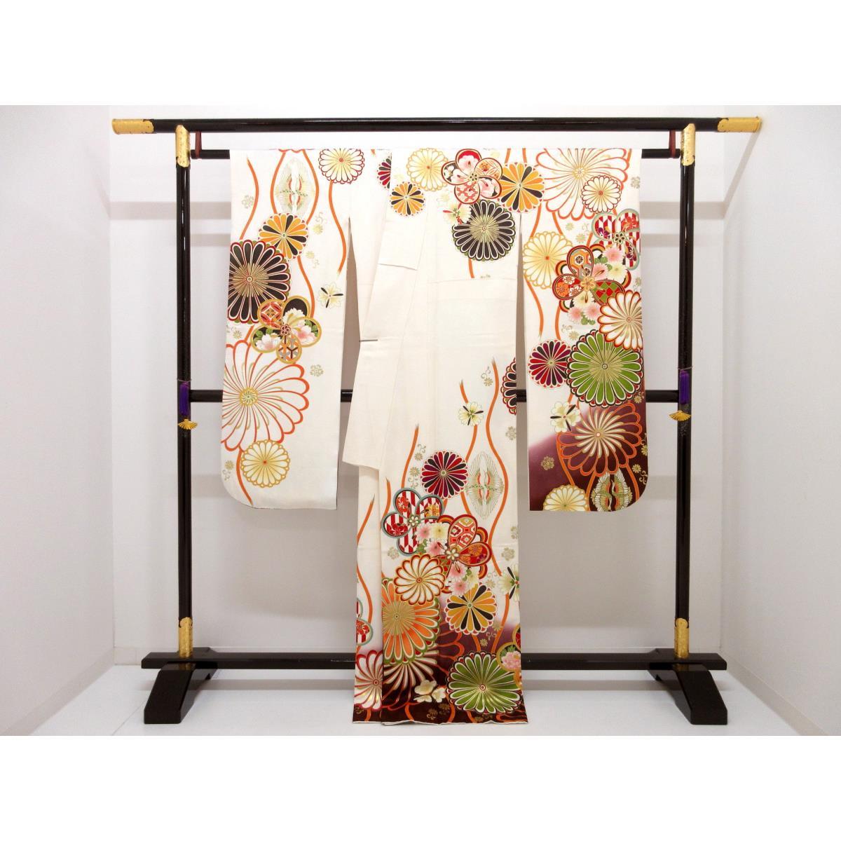 振袖　友禅金彩加工　刺繍入りボカシ染