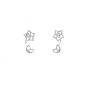 K18WG/750WG 2WAY スター×ムーン ダイヤモンド ピアス 0.10CT
