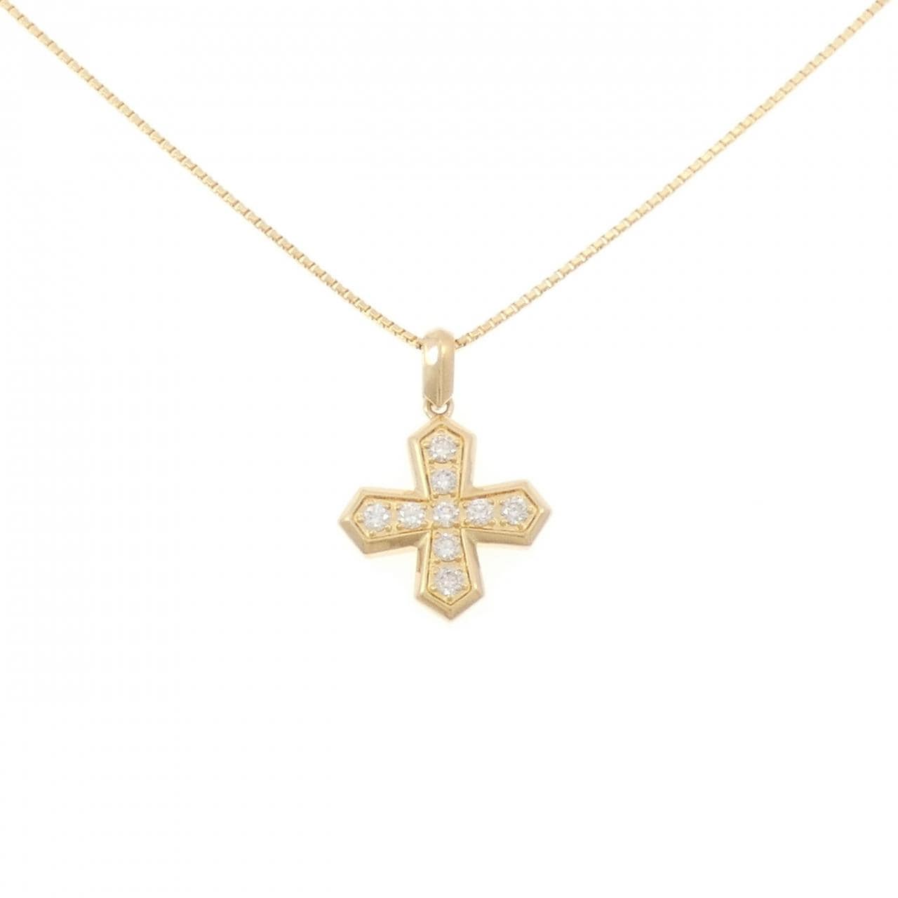 K18YG Cross Diamond Necklace 0.33CT
