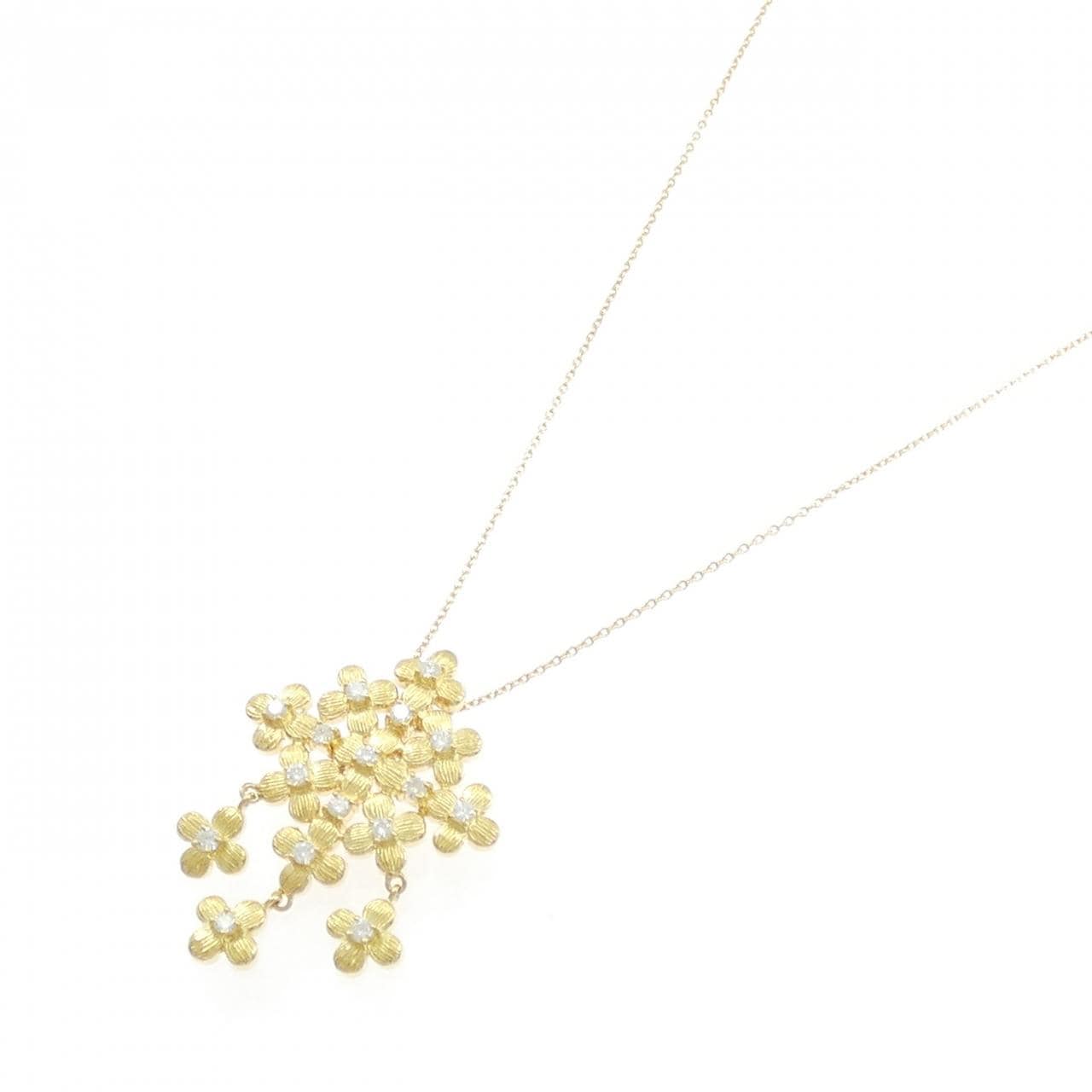 K18YG フラワー ダイヤモンド ネックレス 0.36CT