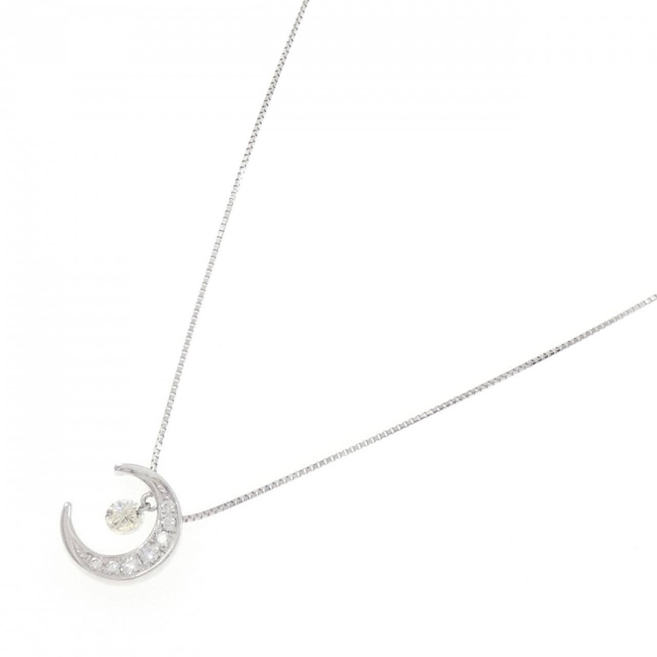 PT900/PT850 ムーン ダイヤモンド ネックレス 0.219CT