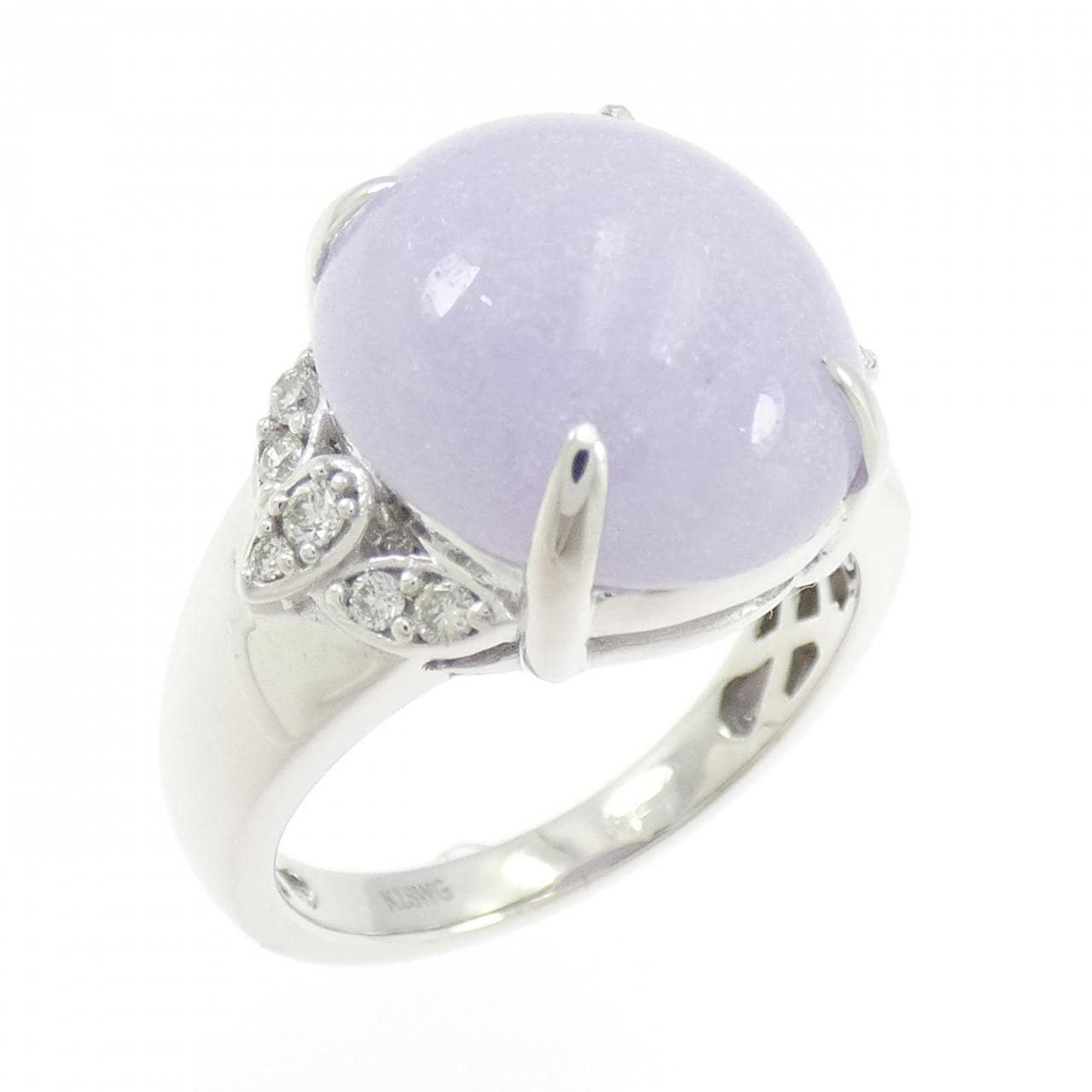 K18WG ラベンダーヒスイ リング 7.94CT